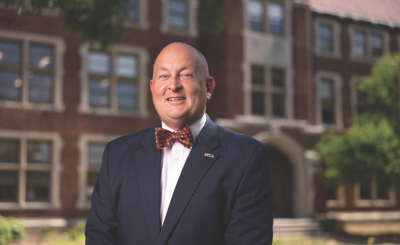 Keith Carver standing outside of Morgan Hall