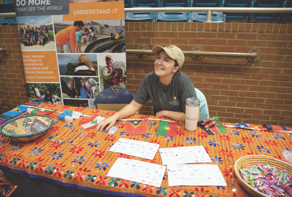 Mary Shelley-Snell at an Ag Day booth