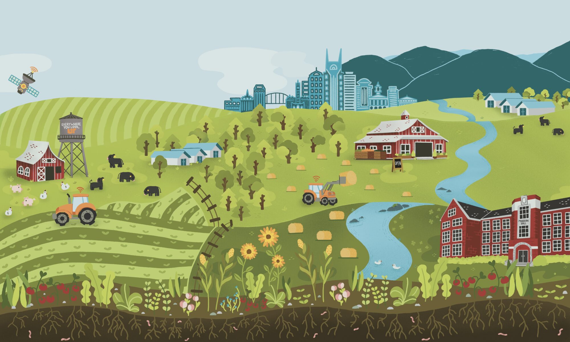 An illustration of what the University of Tennessee Institute of Agriculture represents