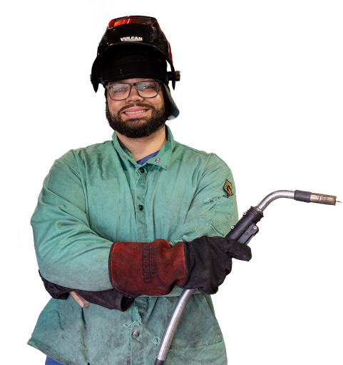 Phillip Colvin holding a welding device