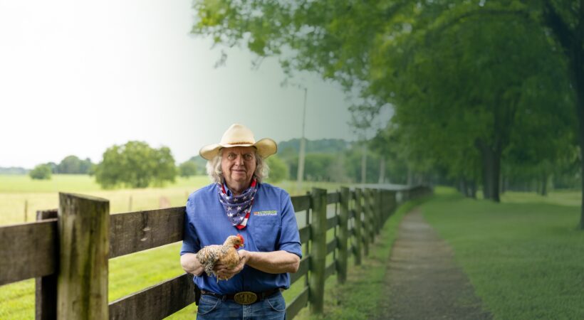 Tom Tabler holding a chicken