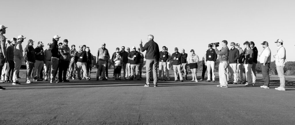 John Sorochan speaking to a large group of students at the Turfgrass Beacon event