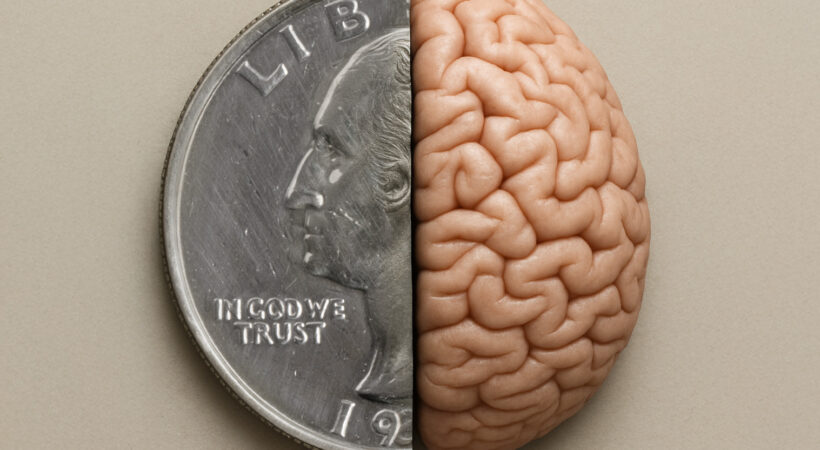 Half of a USD quarter and half a brain