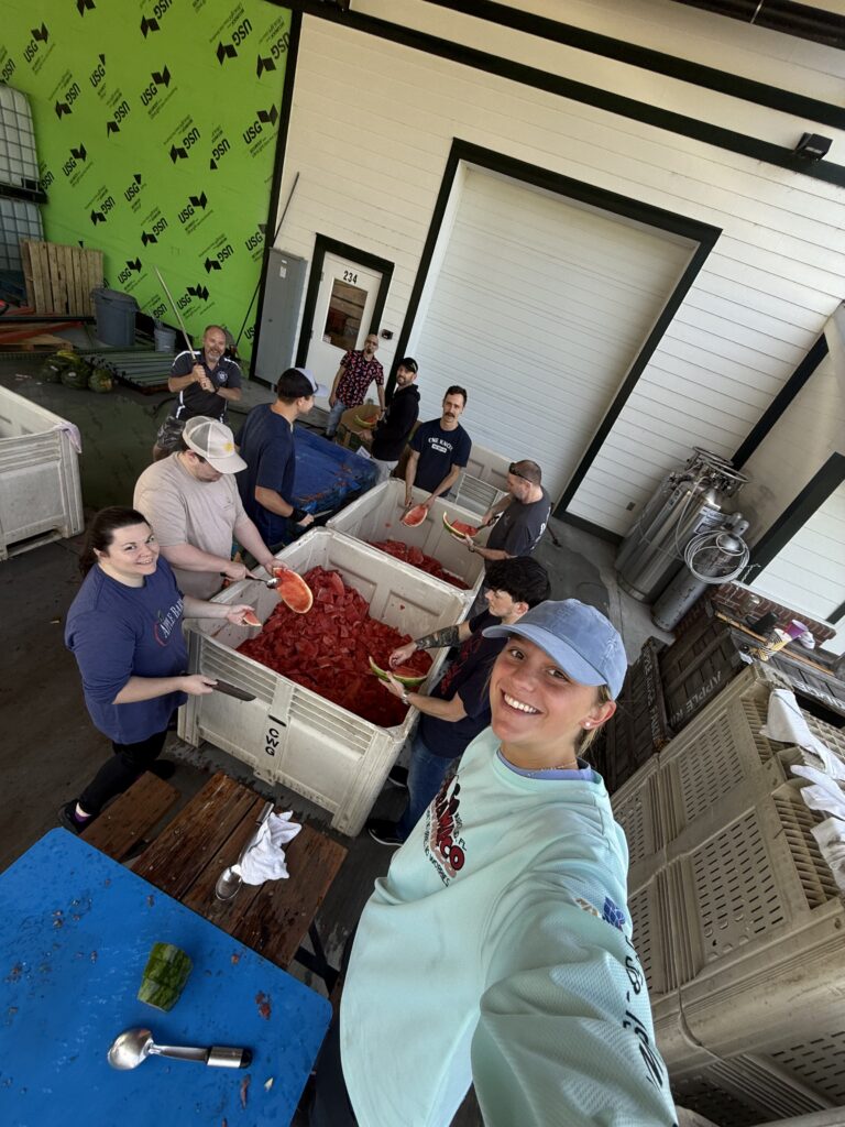 Adeline Granath takes a selfie while working at Rocky Top Wine Trail as part of the Peter Howard Wine and Ag Tourism Scholarship Program.